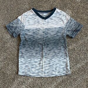 Kids' V-Neck Striped Tee - Navy and White